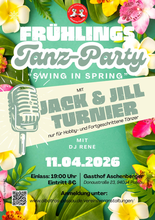 11.04.2026 Fr�hlings Tanzparty ders RRRBWC Albatros,  Passau mit Jack & Jill Turnier, DJ Ren�